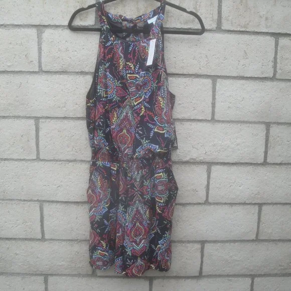 SOLD New York & Company NY&C Print Sleeveless Romper Size Med NEW - Picture 1 of 3